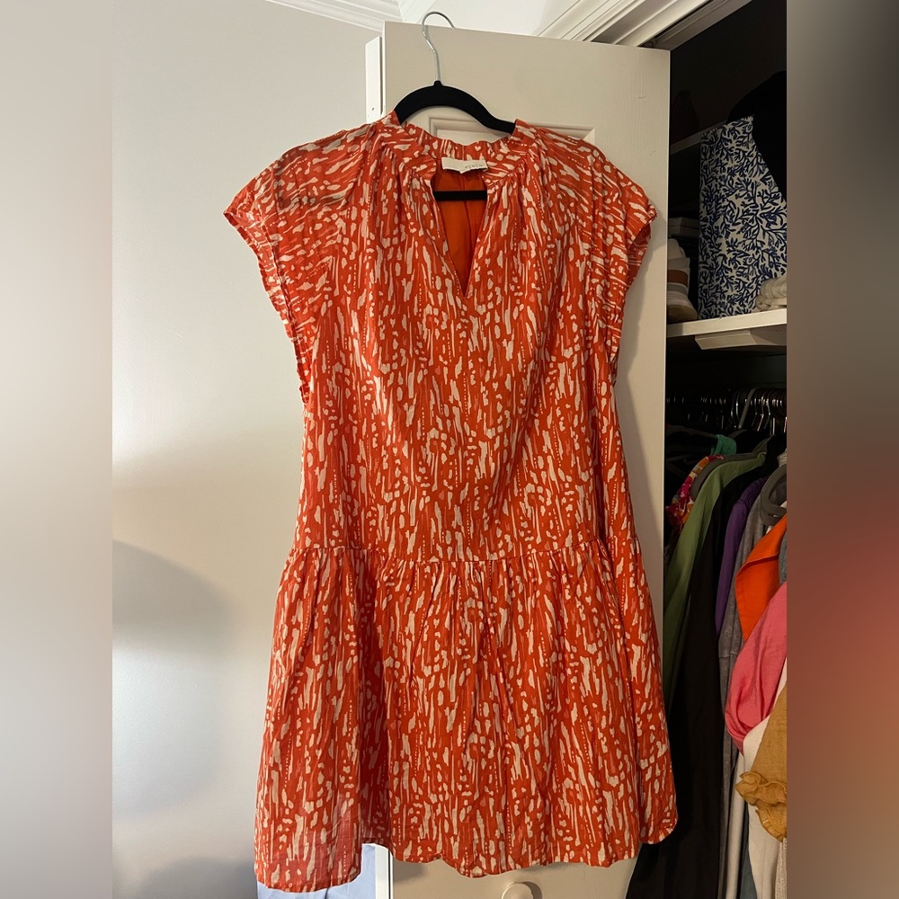 Pinch Vibrant Orange and White Midi Dress